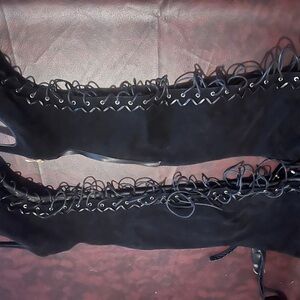 Sexy thigh high toe out boots.